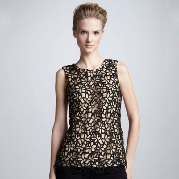 Lela Rose Neiman Marcus for Target Black Crochet Overlay Silk Blend Blouse Sz S - Picture 9 of 9